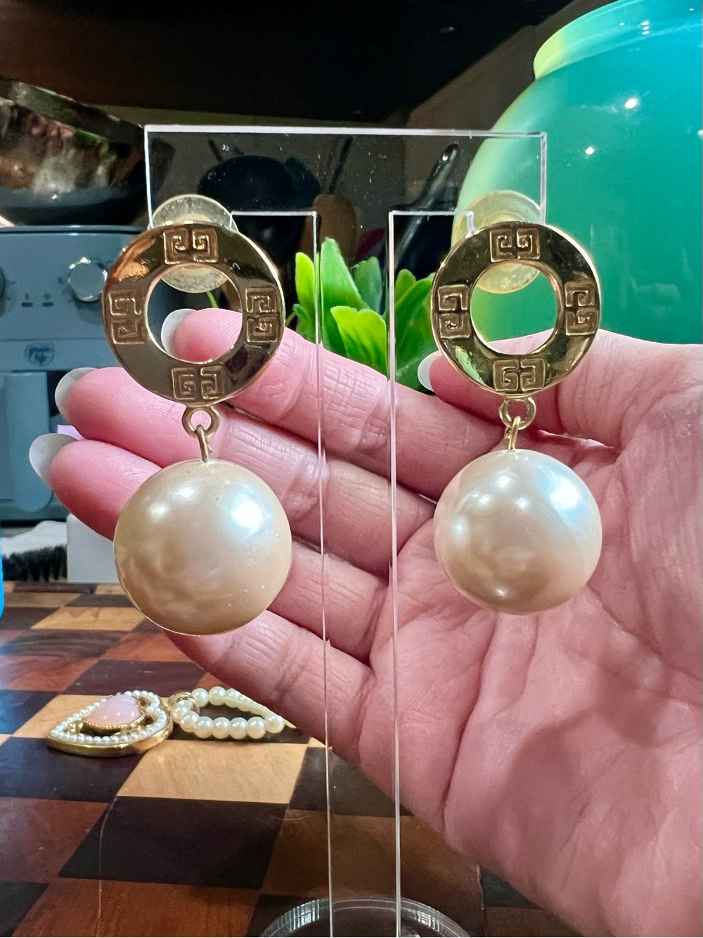 Vintage Gold and Ivory Pearl Drop Earrings - Will come with brand new backs